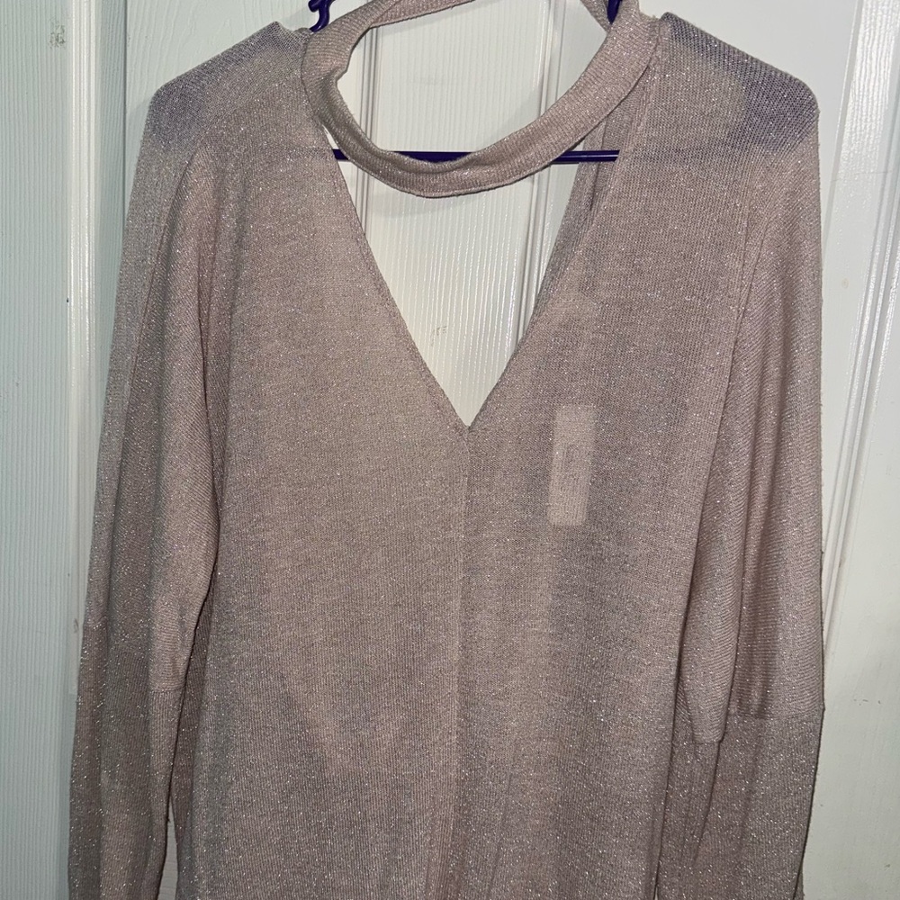 Charming Charlie Shimmering Blush Blouse